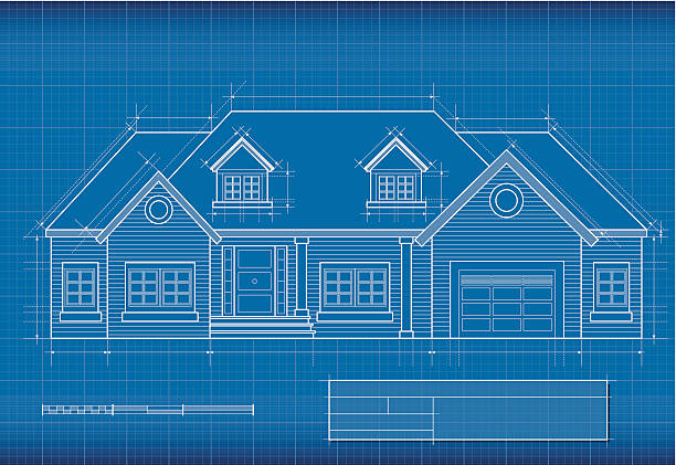Blueprint, house Blueprint house, made in Adobe Illustrator (vector). blueprint backgrounds stock illustrations