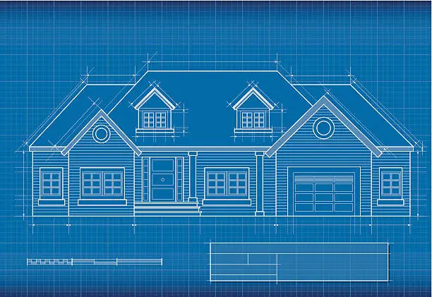 Vector illustration of Blueprint, house