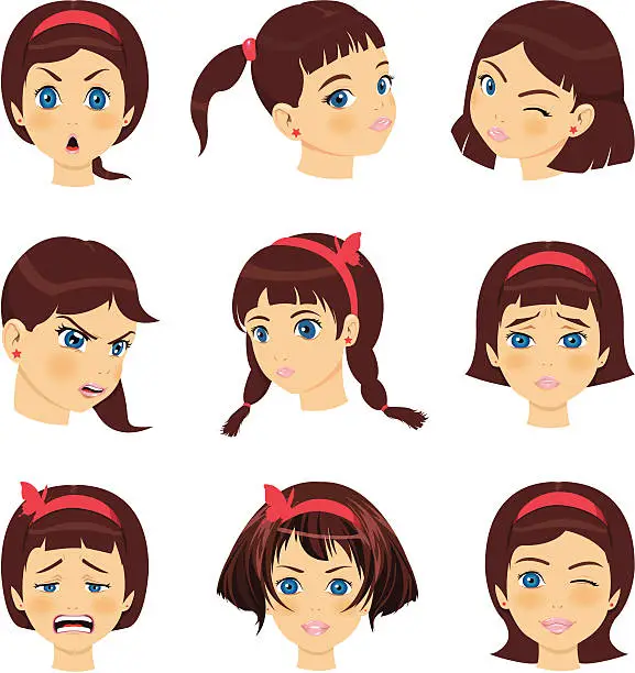 Vector illustration of girls faces