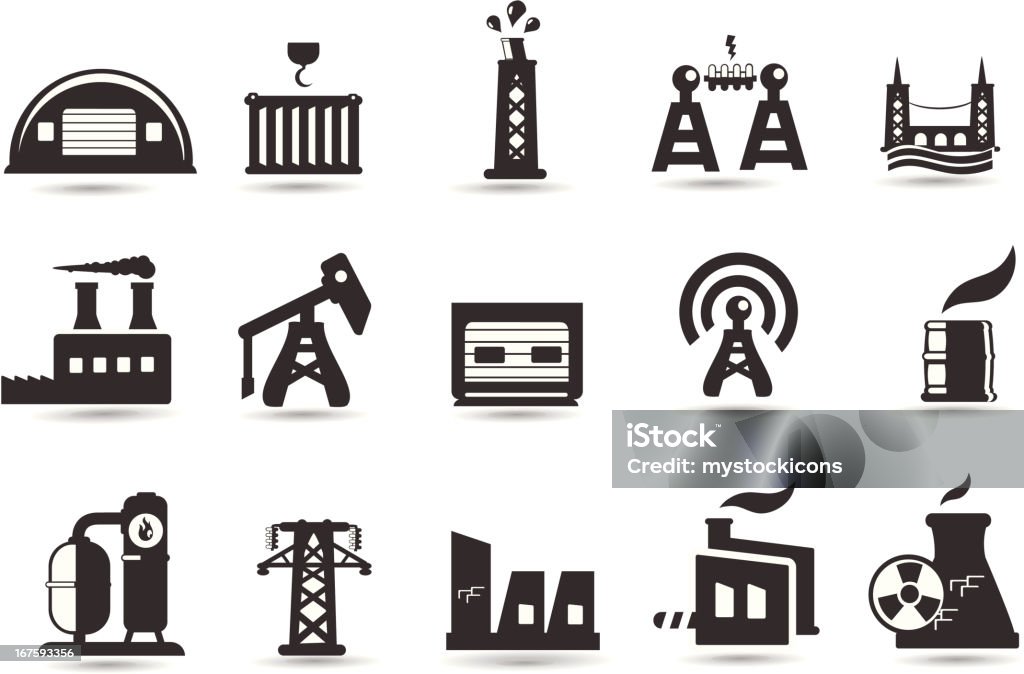 Промышленности и завод значки - Векторная графика Печь роялти-фри