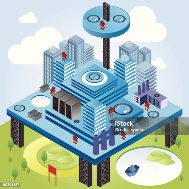 Isometric Technology Platform Stock Illustration - Download Image Now - Construction Platform, Forecasting, Freight Transportation