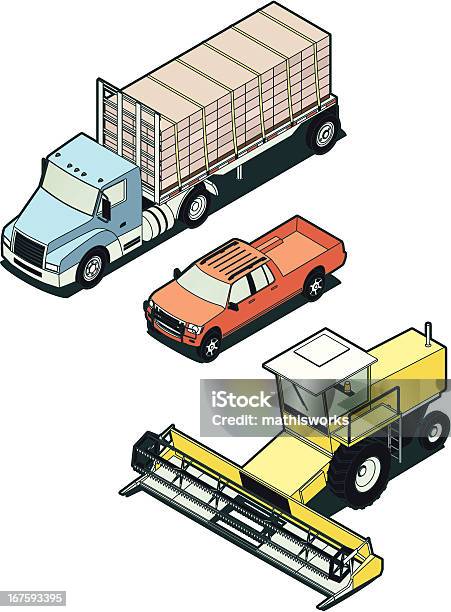 Ilustración de Isométricos Farm Vehículos De Stock y más Vectores Libres de Derechos de Tractor - Tractor, Camión de peso pesado, Vista cenital