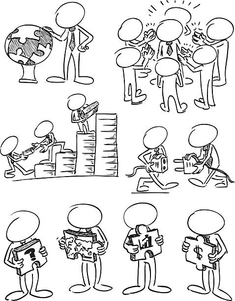 группы символов faceless - art electric plug cartoon drawing stock illustrations