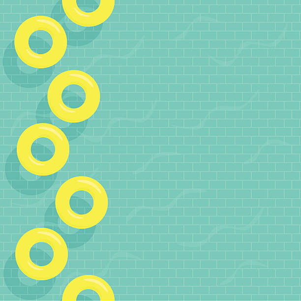 Inner tubes in tiled swimming pool vector art illustration