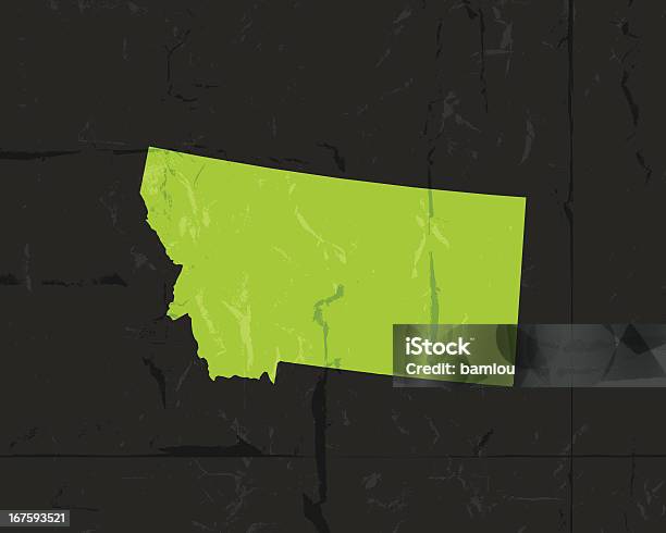 Detailed Map Of Montana State Grunge Style Stock Illustration - Download Image Now - Cartography, Clip Art, Dirty
