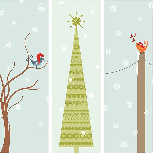 Vector illustration of Fresh Air Winter Bird Banners