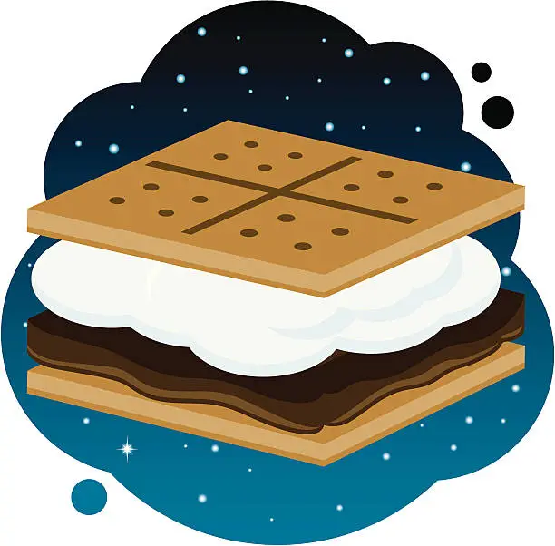 Vector illustration of S'more Against Night Sky