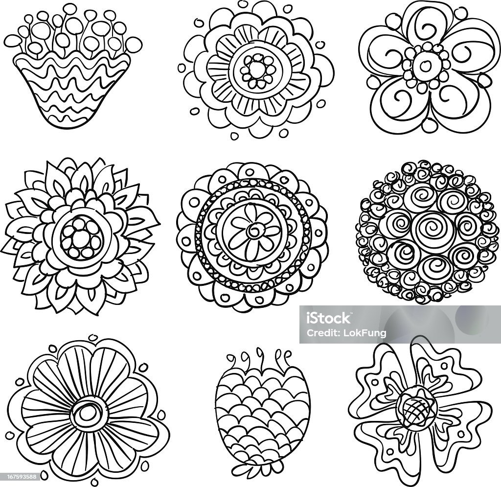 Flowers in black and white Sketch drawing of Flowers. High resolution jpg file included. Black And White stock vector