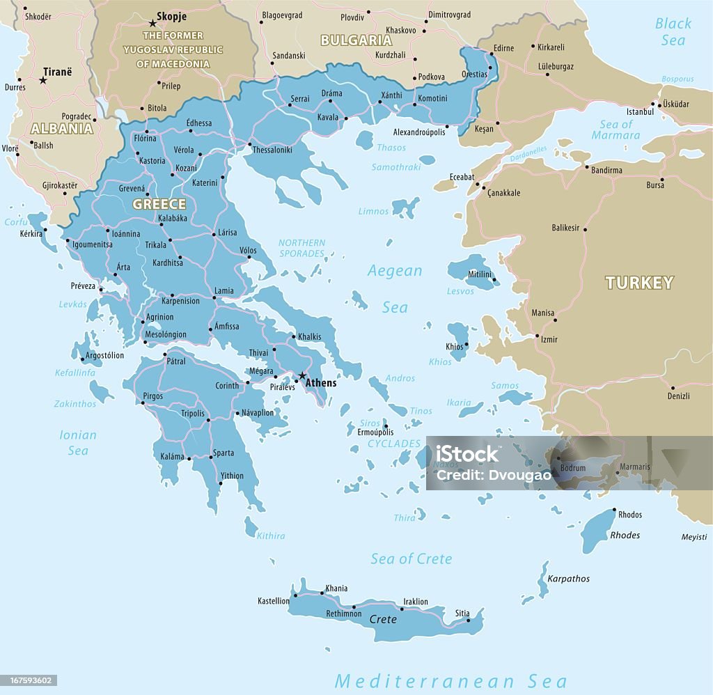 Karte von Griechenland - Lizenzfrei Griechenland Vektorgrafik