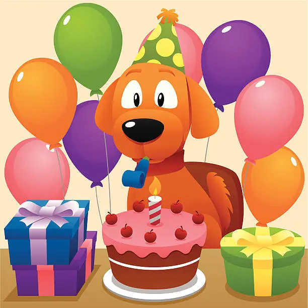 Vector illustration of Dog birthday