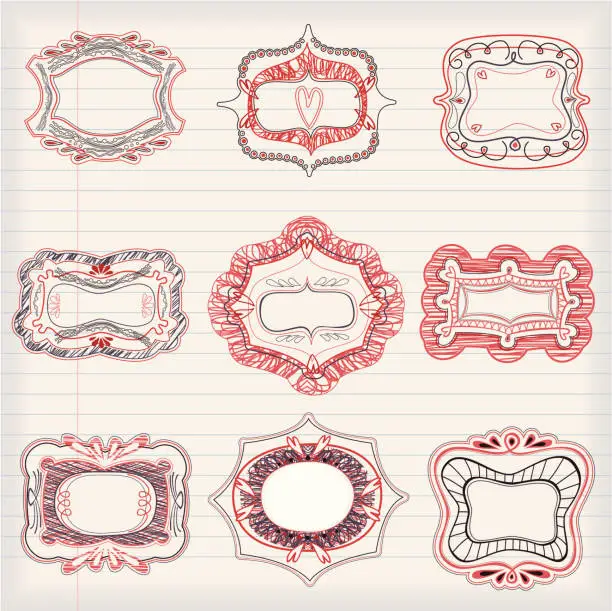 Vector illustration of Love Doodle Frames