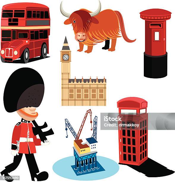 Ilustración de Reino Unido Símbolos y más Vectores Libres de Derechos de Londres - Inglaterra - Londres - Inglaterra, Big Ben, Cabina de teléfono