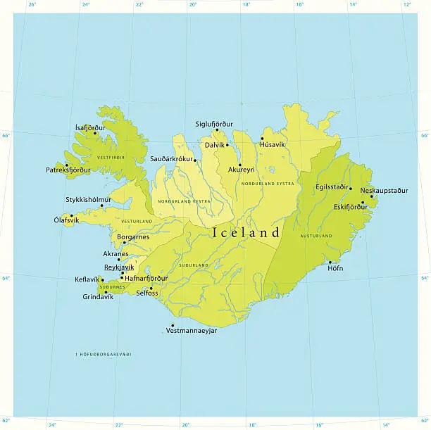 Vector illustration of Iceland Vector Map