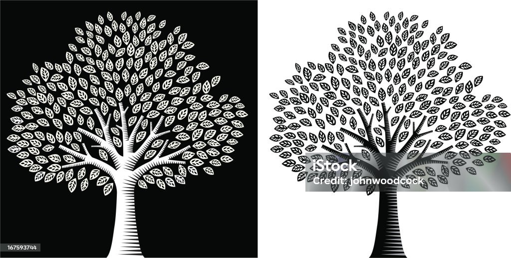 Blanco y negro de árbol - arte vectorial de Árbol libre de derechos