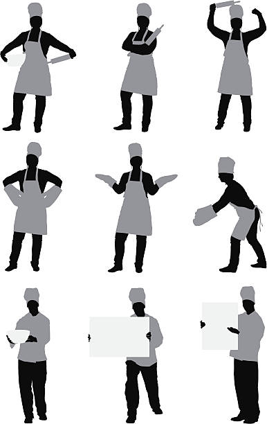 Multiple images of chef Multiple images of chef chef silhouettes stock illustrations