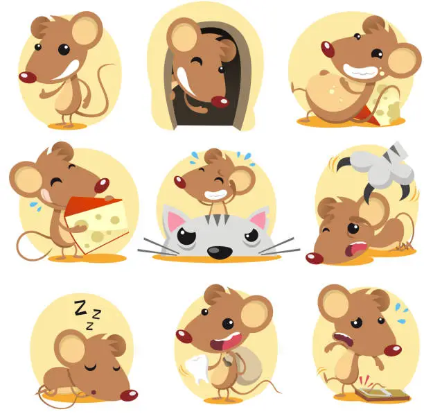 Vector illustration of Mouse action set