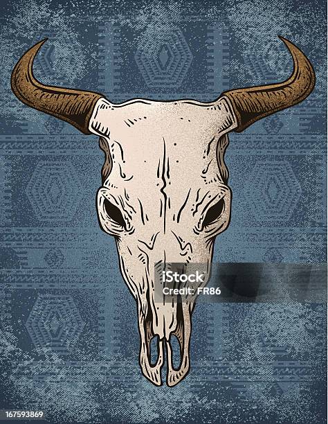 Ilustración de Bull Cráneo y más Vectores Libres de Derechos de Patrones visuales - Patrones visuales, Alfombrilla, Con textura