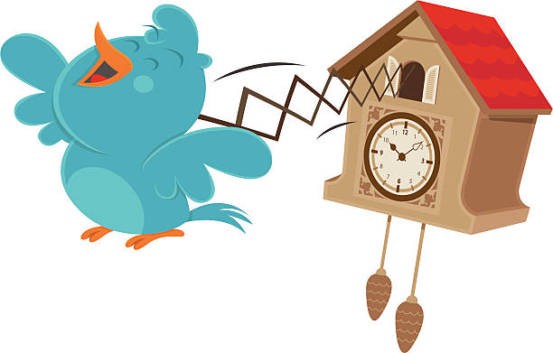 ilustraciones, imágenes clip art, dibujos animados e iconos de stock de bluebird reloj de cuco - reloj cuco