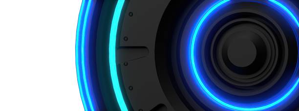 istock A cyberpunk circular isolated with a glowing blue and black elegant and modern 3D rendering image 1675938821