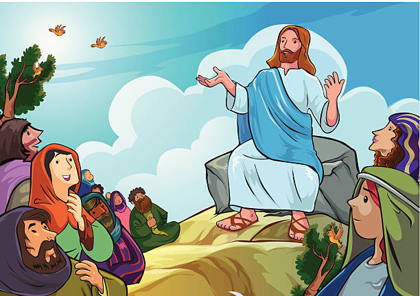 jesus give lecture vector art illustration