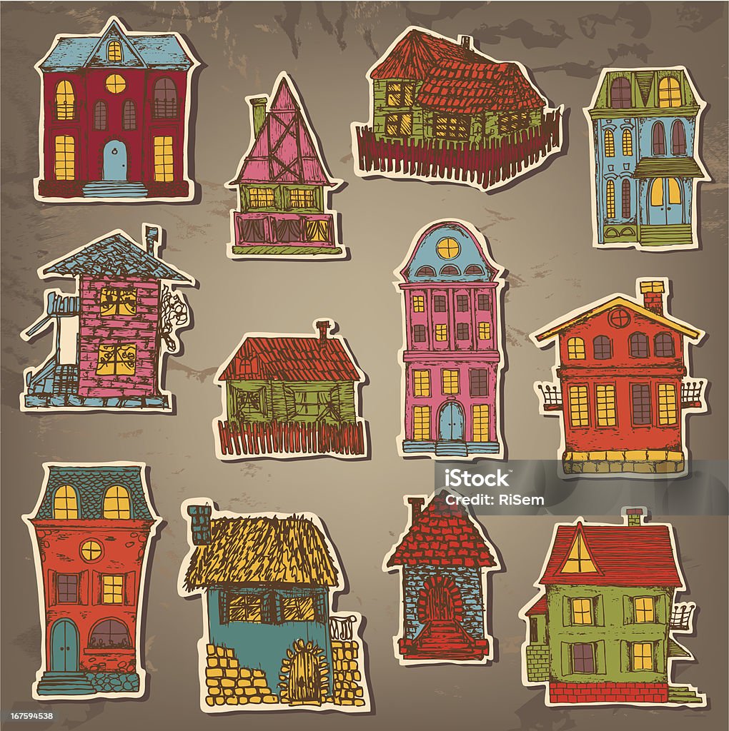 Vintage casas - arte vectorial de Abstracto libre de derechos