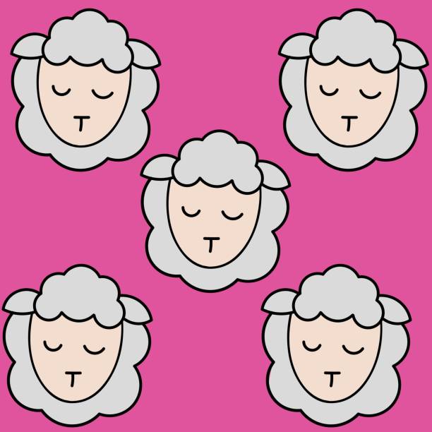ilustrações, clipart, desenhos animados e ícones de ilustração do vetor da cabeça da ovelha - lamb lion sheep vector