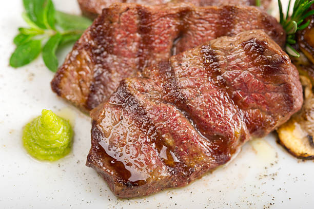 istock Kobe Miyazaky beef grilled with a side of fresh vegetables. 167597574