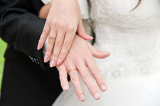 istock Loving couple holding hands with rings 167598000