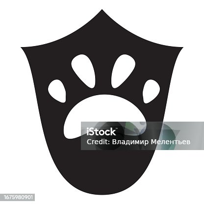 istock Paw and shield.Pet protection.Animal paw icon. 1675980901
