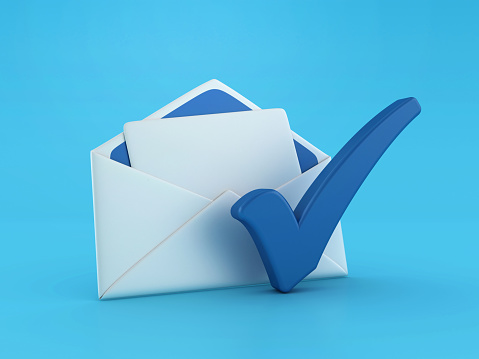 3D Envelope with Check Mark - Color Background - 3D Rendering