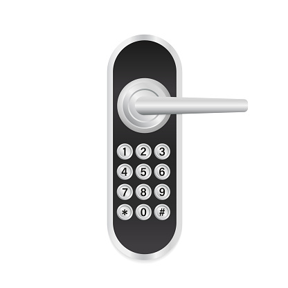 Electronic security door knob, Modern design. Realistic Digital Door Handle with Electronic Lock. Safety security automatic digital room door lock. Vector illustration