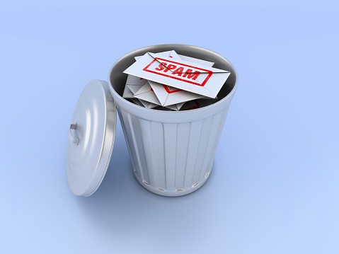 3D Span Envelopes with Garbage Can - Color Background - 3D Rendering