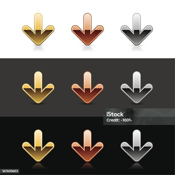 Pobierz Ikona Strzałki Znak Złoto Brązowy Srebra Metalu - Stockowe grafiki wektorowe i więcej obrazów Bez ludzi
