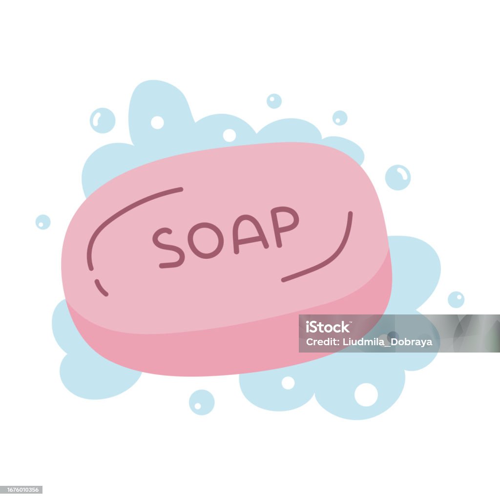 Sabun Vector Bar Of Soap With Foam Isolated On White Background Cute Soap With ...