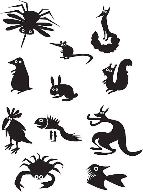 Vector illustration of Set of funny animals