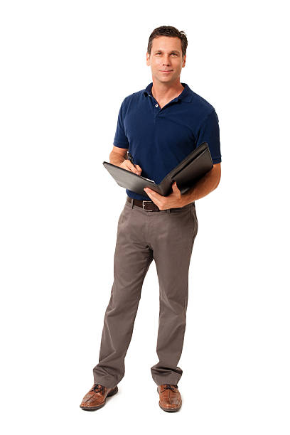 Causal Businessman with Folio Isolated on White Background Causal Businessman with Folio Isolated on White Background jeans folder stock pictures, royalty-free photos & images