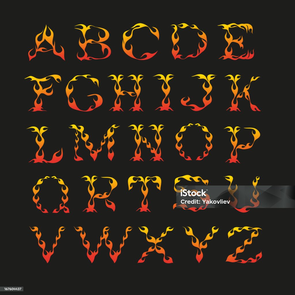 Alfabeto aislado sobre un fondo negro - arte vectorial de Abstracto libre de derechos