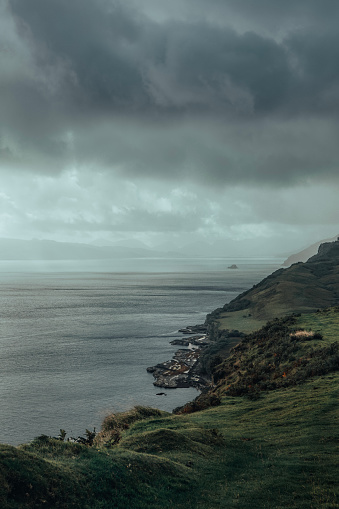 Beautiful coastline landscape of the highlands in Scotland