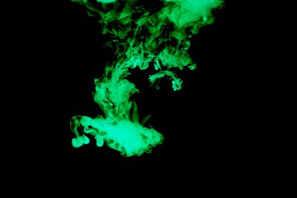 istock Green colorful dye on black background,Art abstract smoke texture,Colored liquid dye,Splash paint,Abstract color,Abstract Textures 1676062371