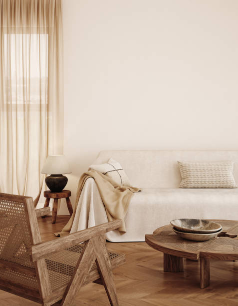 istock Home mockup, living room in Japandi style 1676079245