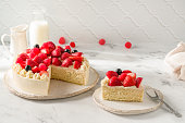 Pastel de Tres Leches, Three Milk Cake latin America bakery with strawberries