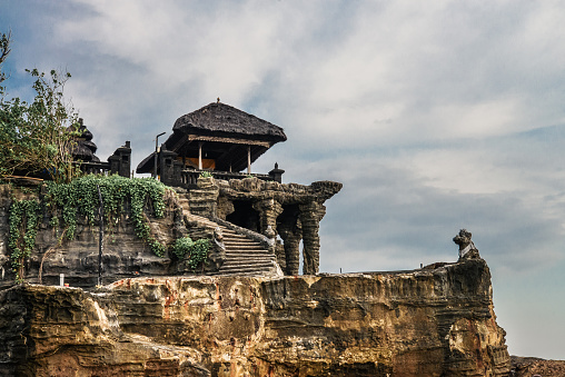 Tanah Lot Temple, the most important indu temple of Bali, Indonesia befor sunset