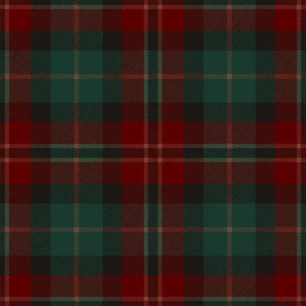 Vector illustration of Red And Green Scottish Tartan Plaid Pattern Fabric Swatch