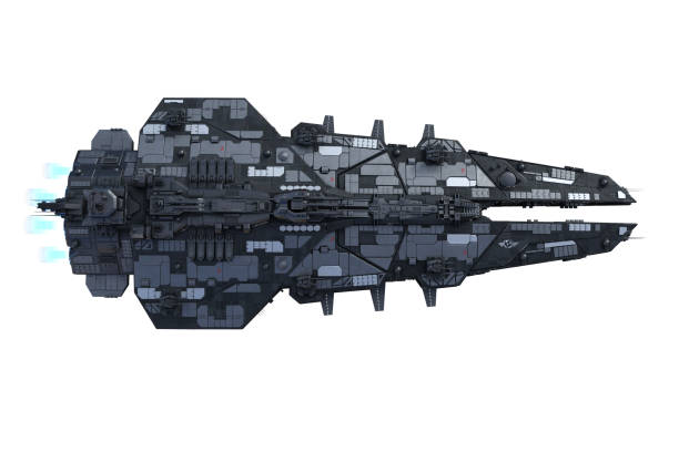 istock Top view looking down on a huge sci-fi alien mother ship space craft. 3D illustration.. 1676146133