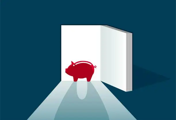 Vector illustration of The pig at the door