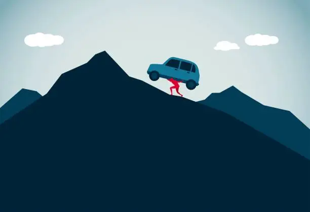 Vector illustration of The car broke down on the way