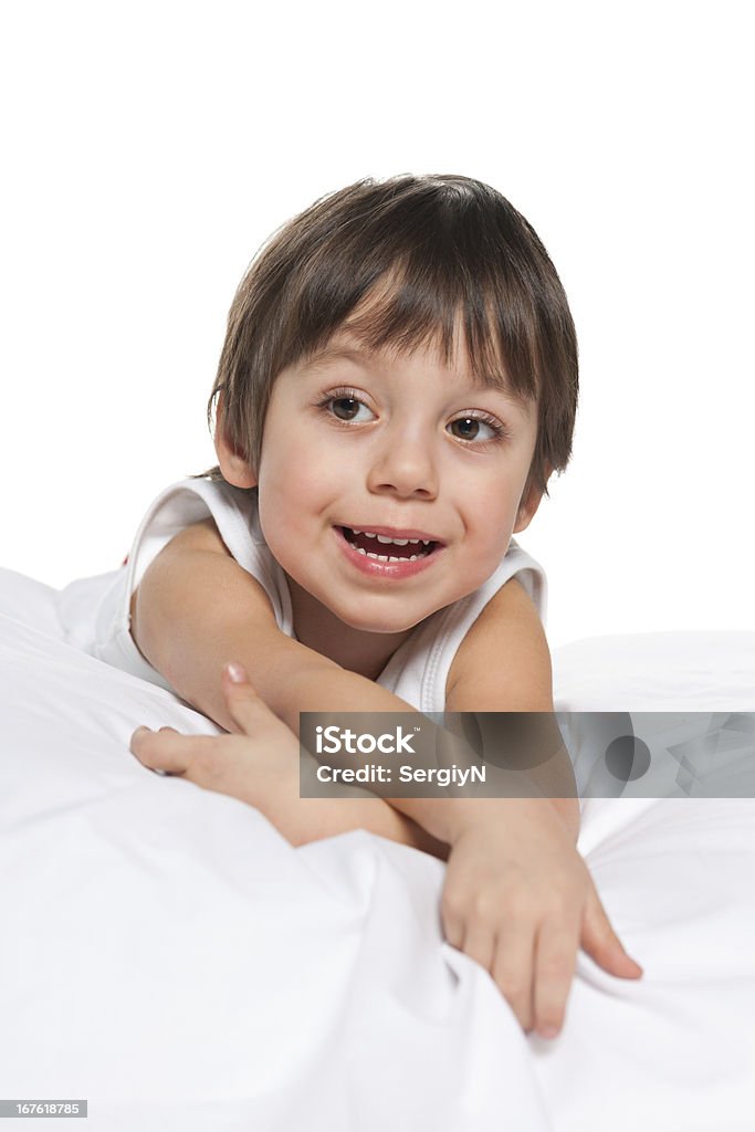 Riendo little boy on white - Foto de stock de 2-3 años libre de derechos