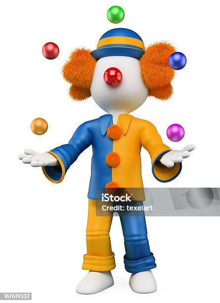 3 D Weiß Personen Clown Juggler Stockfoto und mehr Bilder von Clown - Clown, Kugelform, Schauspieler