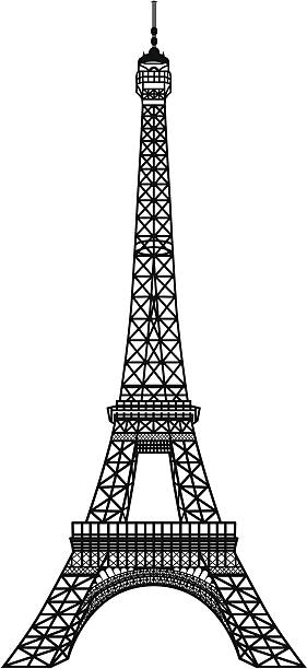 Black silhouette of Eiffel Tower Eiffel Tower Black Silhouette Vector Illustration eiffel tower paris illustrations stock illustrations