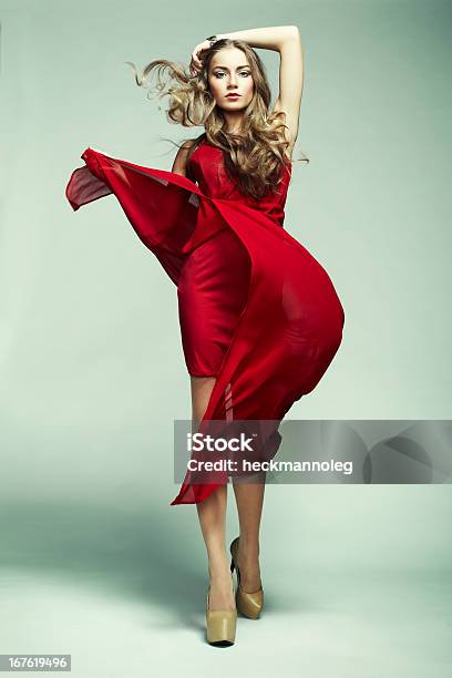 Fashion Photo Of Young Magnificent Woman In Red Dress Stock Photo - Download Image Now